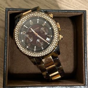 Michael kors tortoise shell & gold two-toned watch